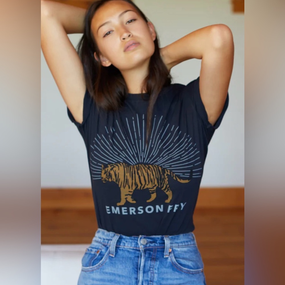 Emerson Fry smoke color Tee with Gold Tiger Graphic